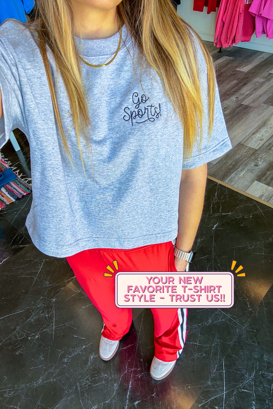 Heather Grey Boxy Fleece Women's Tee | Add your own initials! (Copy)