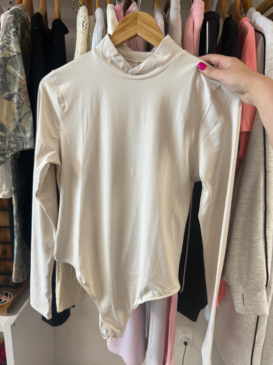 Ivory Mock Neck Long-Sleeve Bodysuit
