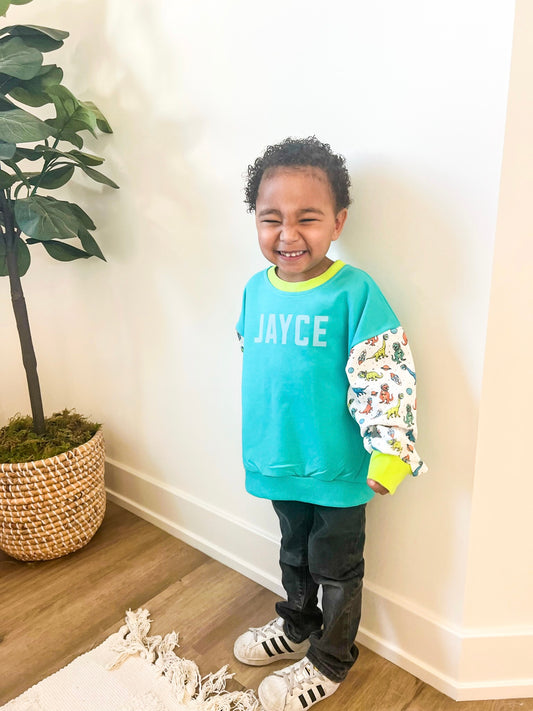 Bright Dino Crewneck Sweatshirt | Baby & Toddler Custom Sweatshirt