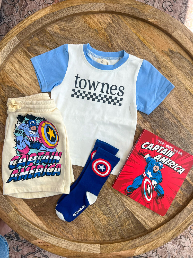 Carolina Blue & White Color Block Kids Tee | Custom Toddler T-Shirt