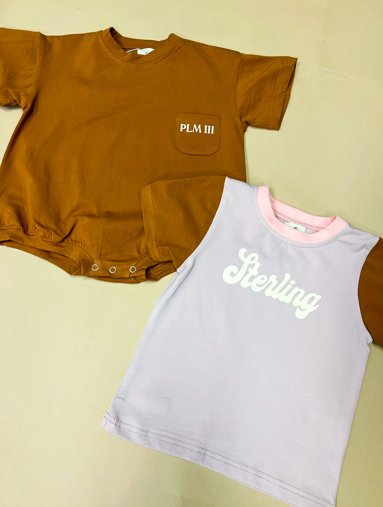 Blush & Camel Color Block Kids Tee | Custom Toddler T-Shirt