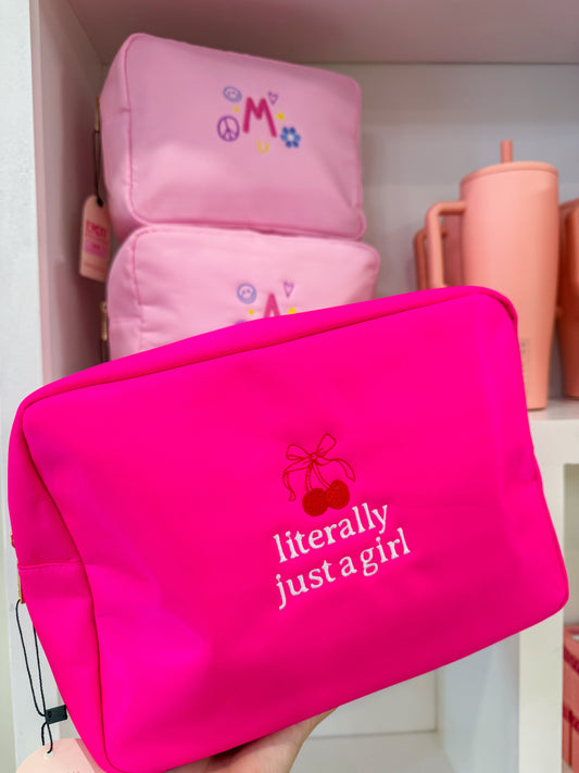 Literally Just a Girl Embroidered XL Pouch