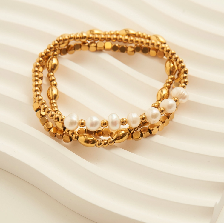 Pearl Stretch Bracelet Set | Waterproof