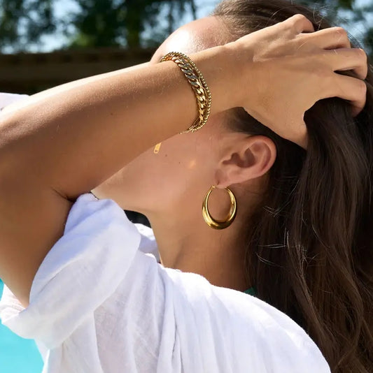 Waterproof Rounded Pin Hoop Earrings