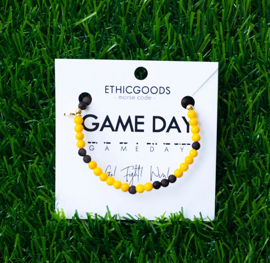 Game Day Morse Code Bracelet: Black & Yellow