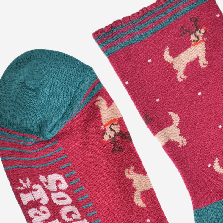 Women's Bamboo Socks - Golden Retriever Reindeer
