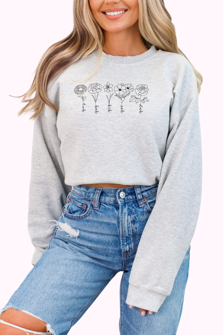 Custom Embroidered Birth Flower Sweatshirt | Design Your Own!