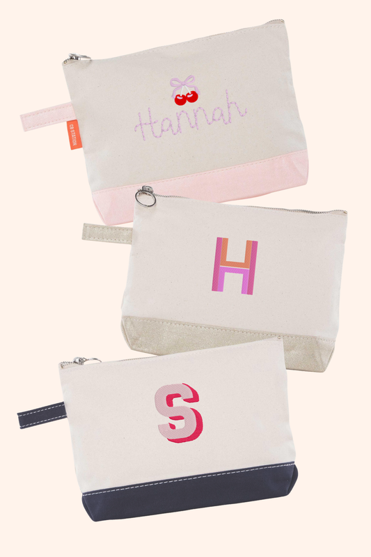 Custom Embroidered Canvas Makeup Bag | Multiple Colors