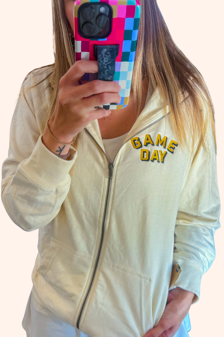 One of a Kind | Embroidered Game Day Zip Jacket (M)