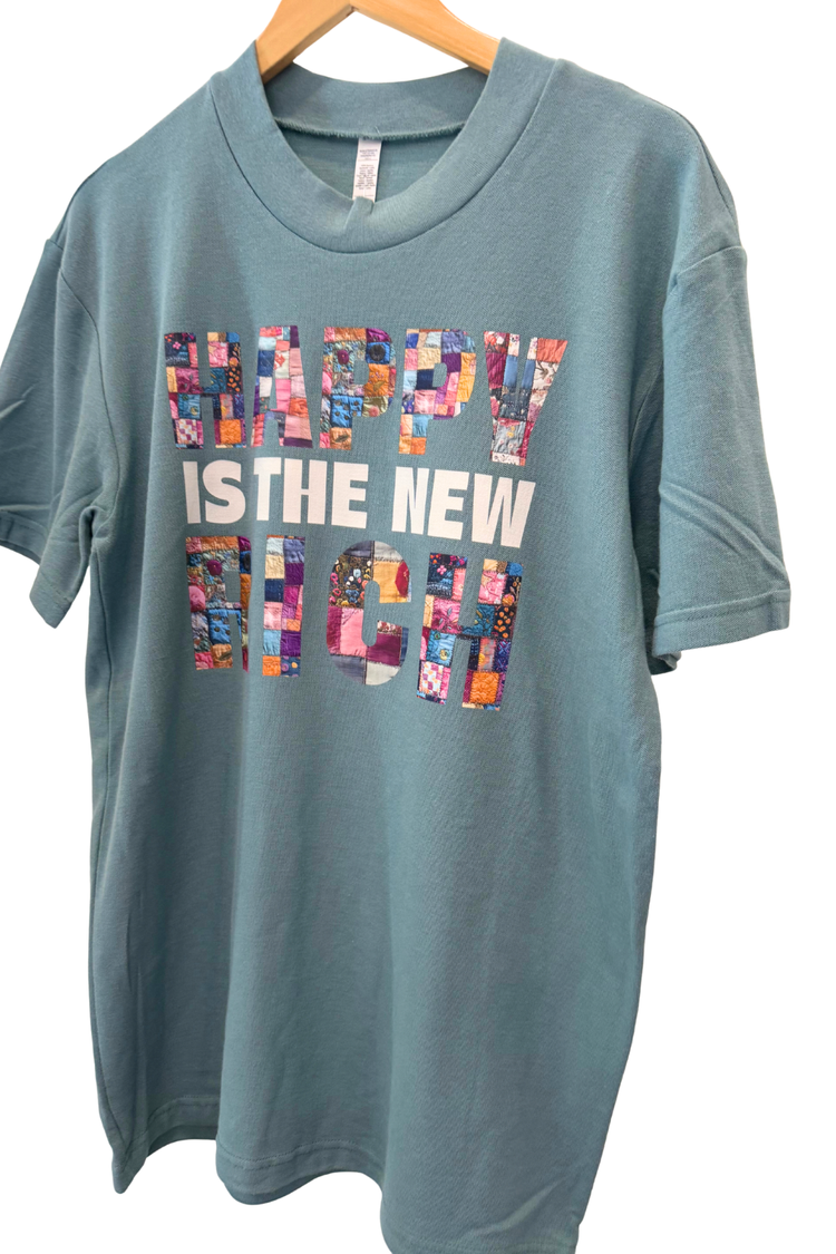 One of a Kind | Happy is The New Rich Mock Neck Tee (M)