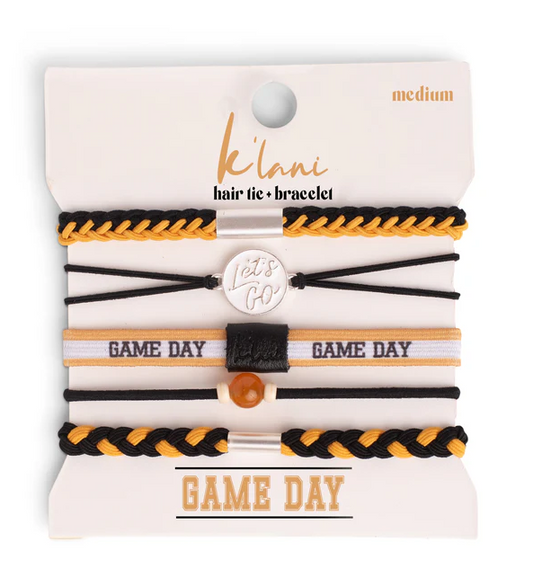 K'Lani Bracelet Hair Tie Pack: Game Day (Black & Gold)