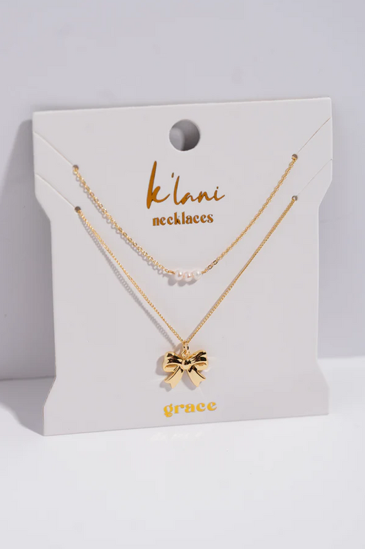 K'Lani Layered Necklace Set: Grace Bow