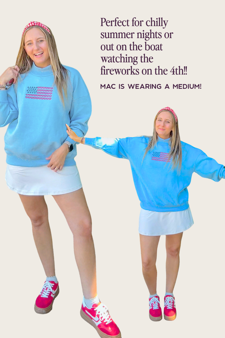 Light Blue Mock Neck Pullover Sweatshirt | Customize Your Own!