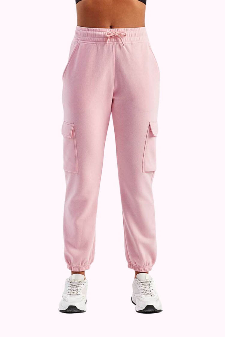 Light Pink Fleece Utility Joggers