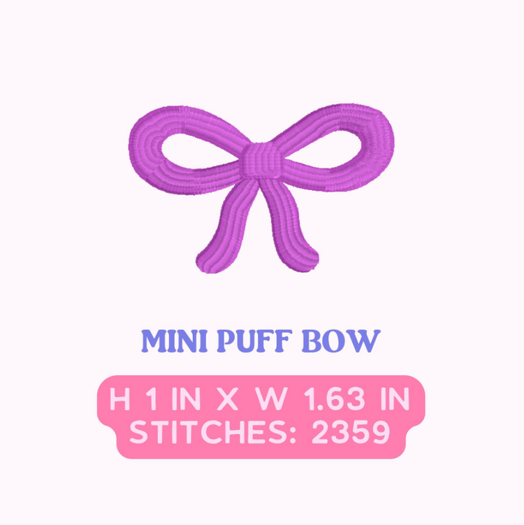 DIGITAL FILE: 3D Puff Bow Mini Embroidery Design