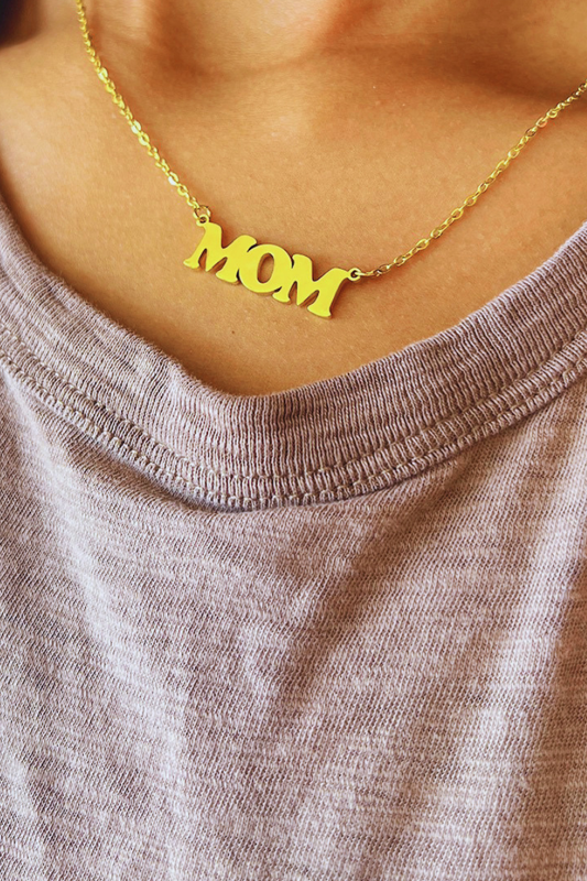 Mom Block Gold Necklace | Emby Exclusive