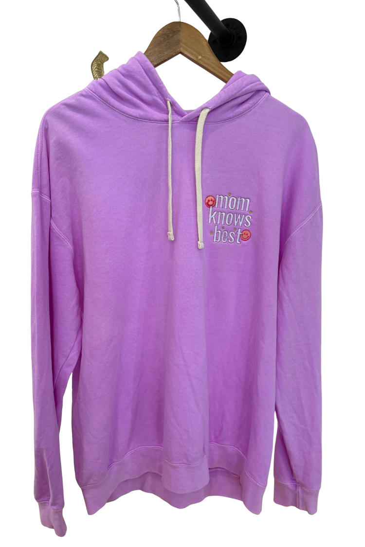 One of a Kind | Mom Knows Best Embroidered Hoodie (L)