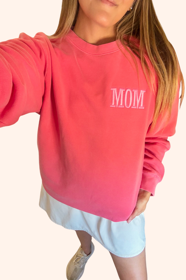 One of a Kind | Mom Tonal Puff Pink Sweatshirt (M)