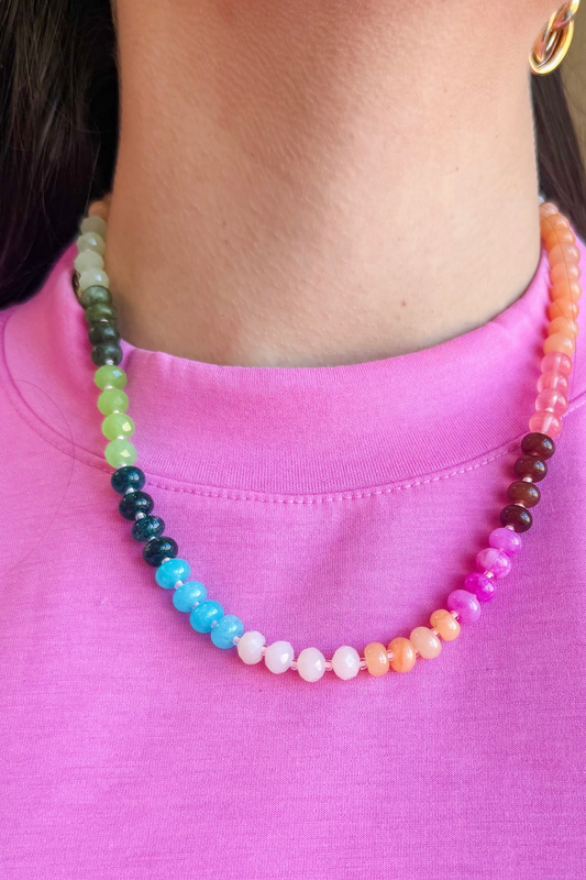 Multi Color Agate Beaded Necklace