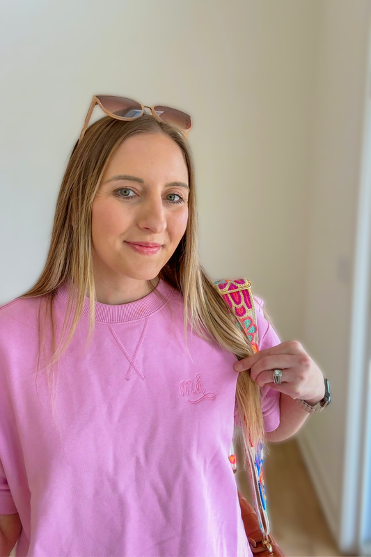 Orchid Boxy Fleece Cropped Women's Tee | Add your own initials!