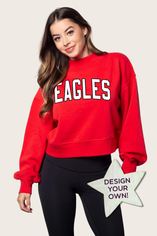 Red Mock Neck Boxy Pullover