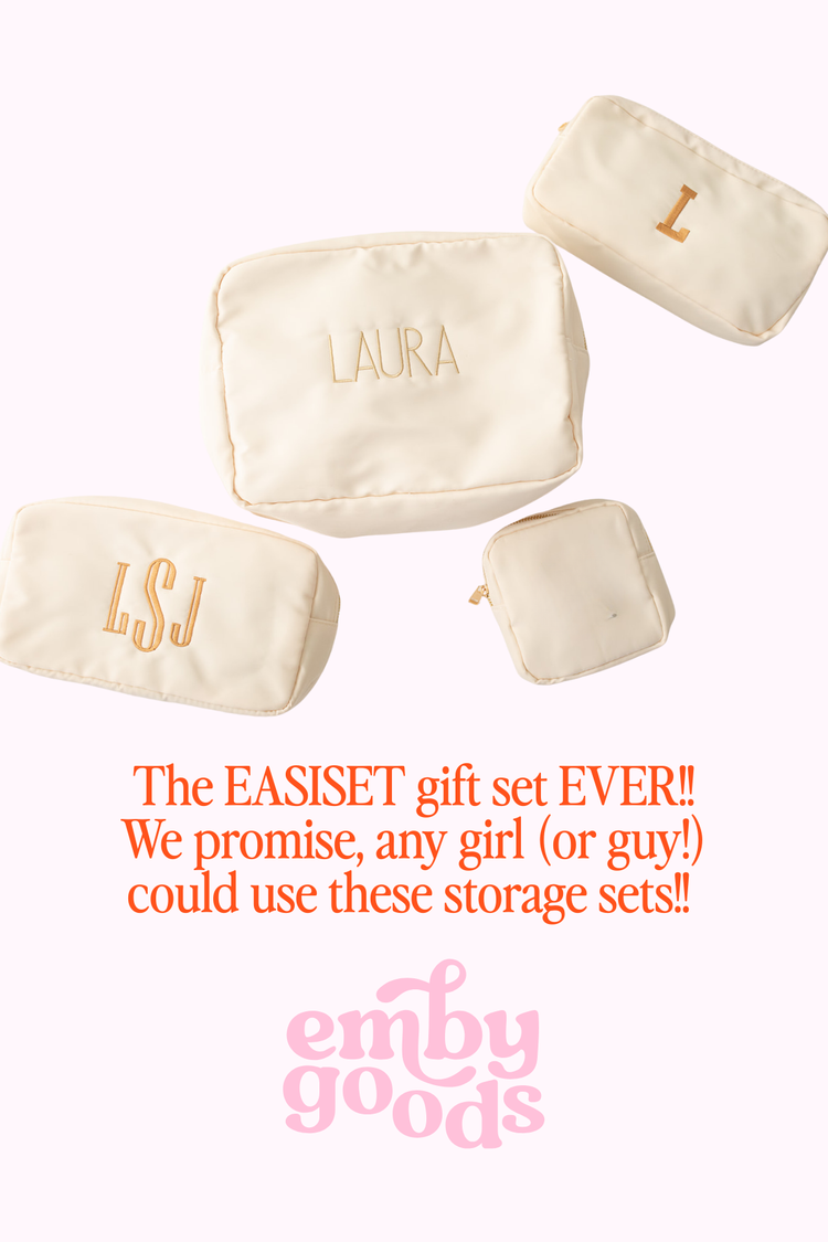 Embroidered Nylon Pouch Set | Nylon Pouch Bundle