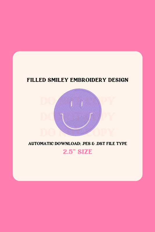 DIGITAL FILE: Trendy Filled Smiley Face Embroidery Design