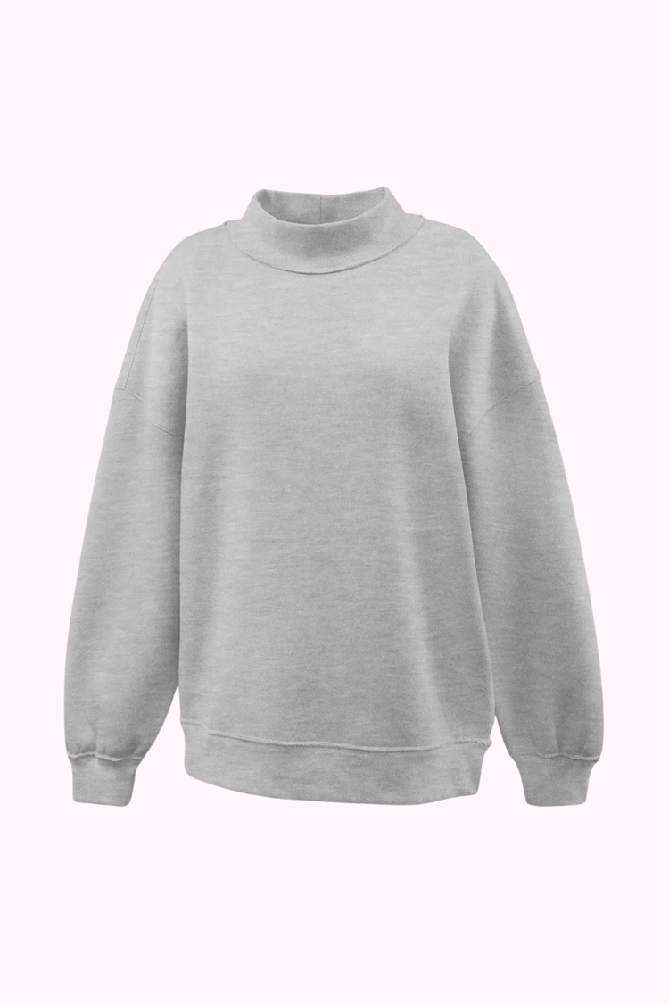 Heather Grey Mock Neck Pullover Sweatshirt