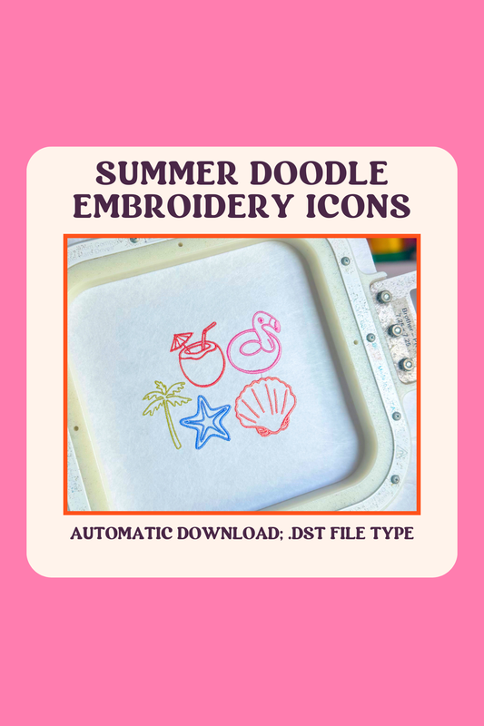 DIGITAL FILE: Summer Doodle Embroidery Icons Bundle