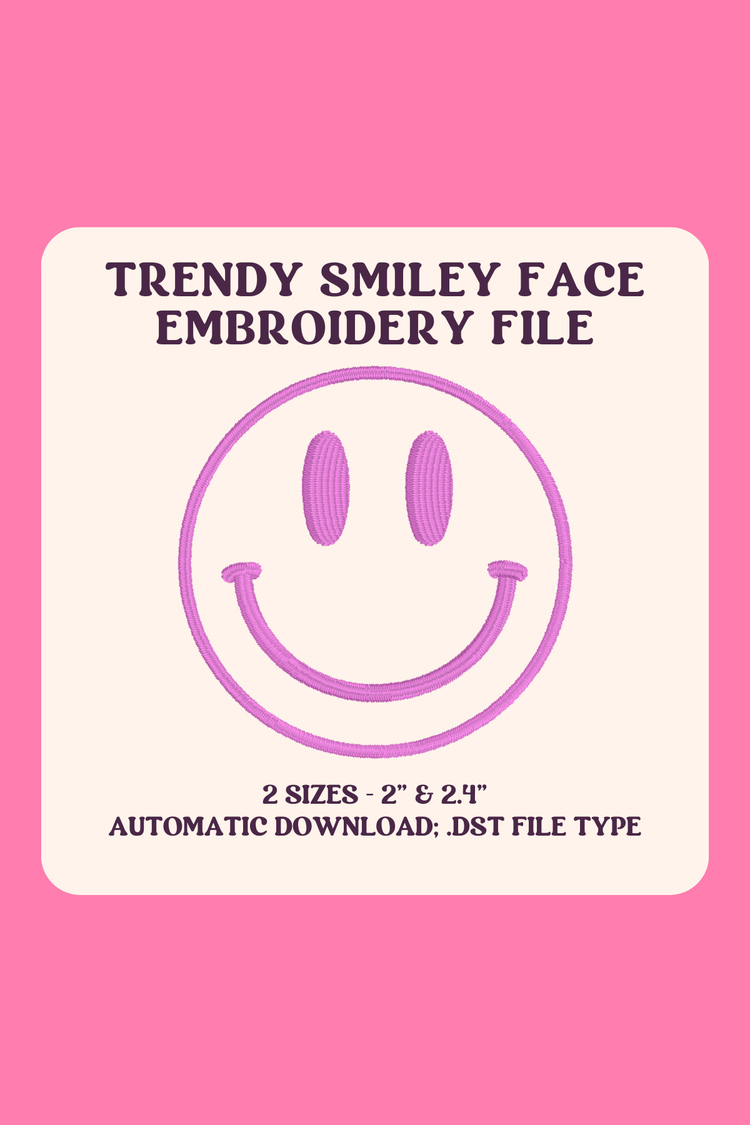 DIGITAL FILE: Trendy Smiley Face Embroidery Design